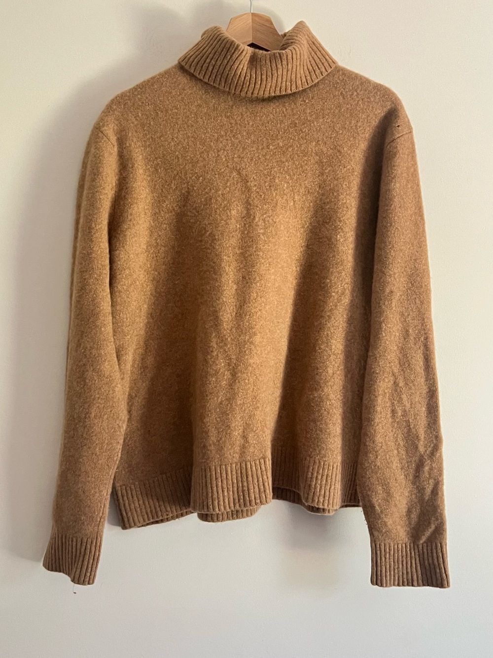 Banana Republic Camel 100% Extra Fine Merino Wool Turtleneck Sweater Size XXL